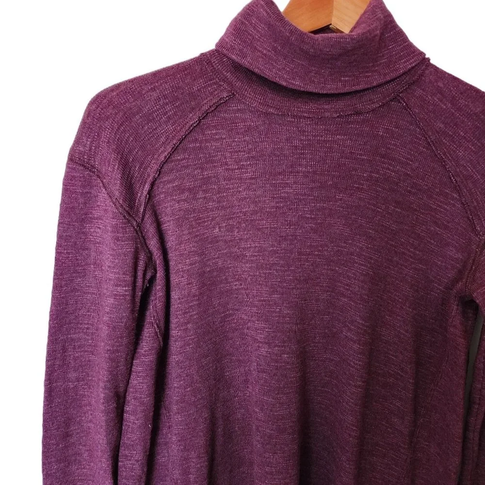 Free People Hi-Low‎ Split Back Turtleneck XS  Long Sleeve Magenta XS